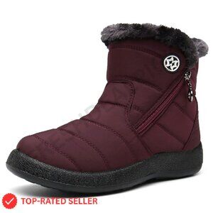 Warm Fur Lined Winter Snow Boots Waterproof Ankle Booties Comfortable Shoes
